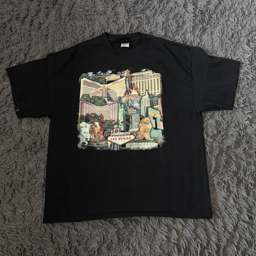 Vintage MGM Mirage Las Vegas Nevada Casino Sparkly T-Shirt Rare Black XL 90s